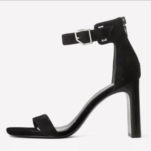 $395 NIB! RAG & BONE Black Suede Ellis Sandals Size 10 - Picture 2 of 7